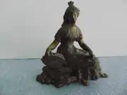 N MULLERS 1887 ANTIQUE MANTLE SHELF CLOCK FIGURAL TOPPER STATUE GODDESS WOMAN