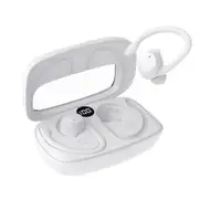 Laser Sport TWS Hook Earbuds with LED Display (White)