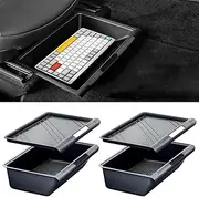 Hidden Under Seat Storage Box for Tesla Model Y | 2 Pack with Sliding Lid & Drawer Design | Space Saving Organizer Set