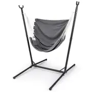 Costway 1 Seater Portable Swing Hammock Chair Outdoor Indoor Hanging Chair Metal Frame w/Metal Stand Garden Patio Yard Grey