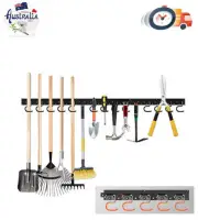 64"Garden Storage Rack Wall Hook Tool Hold Tidy Shed Garage Shovels Metal Hook