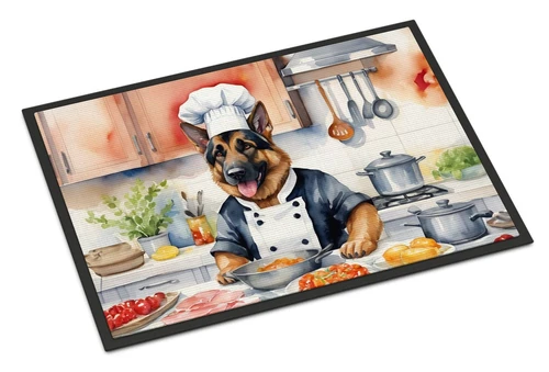German Shepherd The Chef Doormat Front Door Mat Indoor Outdoor Rugs for