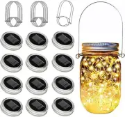 Mason Jar Solar Lights for Outside, 12 Pack 30 LED Fairy Firefly Lights Mason...