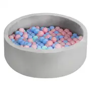 Bopeep Kids Ball Pit Play Tent with 200 Macaron Balls, Baby Foam Playpen Mat, Soft Toy Barrier Fence Grey