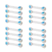 Cabinet Locks, 16pcs, Blue,Adhesive Child Kids Baby Safety Lock for Door Drawers Cupboard Proofing Latches Oven Toilet Fridge Cabinets Tape