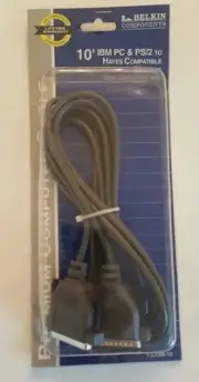 Belkin 10 Ft. Cable IBM PC &PS/2 to Hayes Compatible Modems DB9 Female/DB25 Male