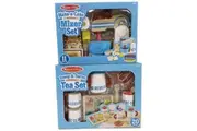 Melissa & Doug Steep & Serve Tea Set + Make A Cake Wooden Mixer Set Pretend Play