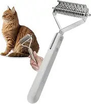 Dog Brush, Dematting Comb, Shedding Rake, Double-Sided Teeth, Metal Tool Unraveling, Home Grooming for Medium Large Dogs, 19.2x8.7cm/7.56x3.43 inches, Silver 1-Pack
