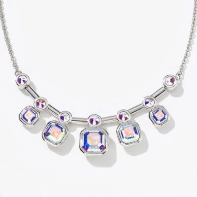 BNIB RETIRED Touchstone Crystal Square Up aurore boreale necklace