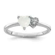Sterling Silver Polished Lab Created Opal and Diamond Ring
