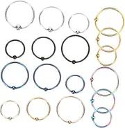 [Veemoon] Stunning Nose Studs 18pcs Stainless Steel Nose Rings for Women Men Piercing Jewelry