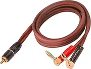 XMSJSIY Banana Plug to RCA Speaker Cable,Speaker Wire RCA Male to Banana Plugs(2banana) 4mm OFC HiFi Speaker Wire 3.28FT (1m)