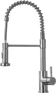 Modern Brushed Nickel Pull-Down Kitchen Faucet with Sprayer - Stainless Steel Si
