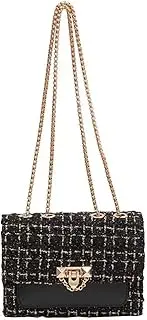 [KOHOJO] Women's Purse and Handbag Fashion Top Handle Tweed bead Pearl Satchel Shoulder Bag Chain Crossbody Clutch Evening Bag