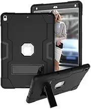EabHulie Case for iPad Air 3 2019/Air 3rd Gen/iPad Pro 10.5" 2017 Three Layers Heavy Duty Shockproof Kickstand Protective Case Cover Black