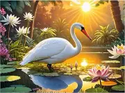 Tile Mural Mute Swan Sun Flowers Lily Pond Kitchen Bathroom Wall Art Backsplash