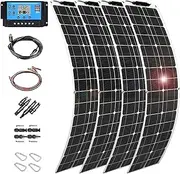 400W 600W 800W 1200W Solar Panel Kit,Photovoltaic Solar Panel,Flexible Monocrystalline Solar Panel,with 40A Controller,for Home,Rv,Caravan,Boat and Other Battery Charger,4X200W