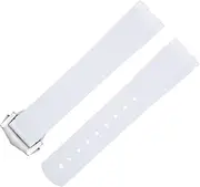 [RAYESS] FKM Fluorous Rubber Curved End For Omega Seamaster 300 Diving Stainless Fold Buckle Replacement 20mm WatchBands