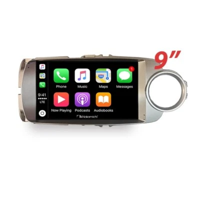 9" Wireless CarPlay Android Auto Sat Nav Nakamichi BT For Toyota Yaris 11-13 SP