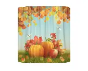 Shower Curtain Water Proof Single Printing Reusable Privacy Protection Bathing Curtain Autumn Decor Daily Use-J