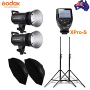 2*Godox SK300II Flash Head with Xpro-S for Sony, 95cm Grid Softbox, Light Stand
