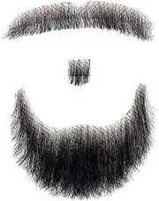 Fake Mustache, Fake Beard Human Hair Realistic Beard Mustache Invisible Facial Hair Costume for Cosplay Costume Party, Style 2
