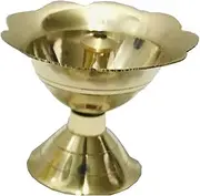 Brass Jyot Diya with Stand devdas Golden Diya Jyot Deepak Pooja Dia Brass Diwali Puja Diwali Diya/Deepawali Deepak Oil Lamps/Christmas Decoration Unique Design Gift Items Pack of 1 with phouch