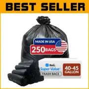 40-45 Gallon Heavyweight Trash Bags in Bulk - 250 Count for Tough Cleanups
