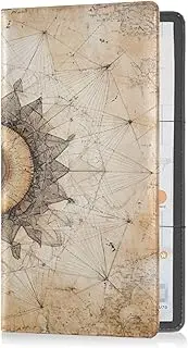 Leather Auto Registration Insurance & ID Card Holder Men Women Truck Accessories for Cards, Essential Document Driver License Bohemian Retro Geometric Pattern