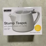 FORLIFE Stump Teapot Mandarin Color with SLS Lid and Infuser 18-Ounce Teapot