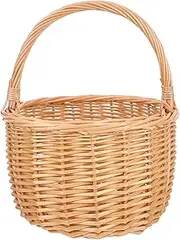 Cabilock Handwoven Willow Picnic Basket Rustic Flower Girl Basket with Handle Kitchen Vegetable Keeper Organizer Bin for Weddings Gathering