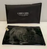 CAROLINA HERRERA Good Girl Black Patent Glossy Makeup Bag Evening Pouch Case NEW