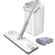 Flat Squeeze Mop with Bucket Hand Free Wringing Floor Clean Mop Microfiber Pads