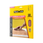 Flexovit 230x280mm Asst Grit Timber and Paint Sanding Sheets 8pk