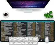 Mac Shortcut Keys Black Gaming Mouse Pad XL Desk Mat Cheat Sheet 31.5x11.8x0.12 Inch Large for Desk