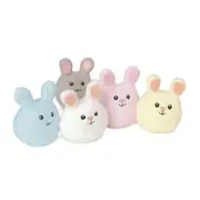 Mini Bunny Plush Rattle - Apple Park in Blue, Grey, Pink, White, Yellow