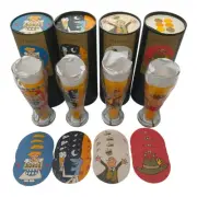 4 Ritzenhoff Collectible Beer Glasses with Coasters