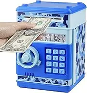 HUSAN Piggy Banks Money Banks for Kids, Electronic Password Code Money Banks ATM Banks Box Coin Bank for Children Boys and Girls (Camo Blue)