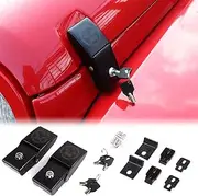 JeCar Hood Latches Locking Hood Catch Kit Aluminum Alloy Hood Locks for 2007-2018 Jeep Wrangler JK JKU, 2018-2020 JL JLU & 2020 Jeep Gladiator JT, Skull Style