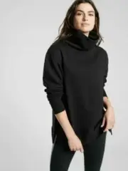 ATHLETA 24/7 Funnel Neck Sweatshirt EXTRA SMALL BLACK CYA Fleece Top New