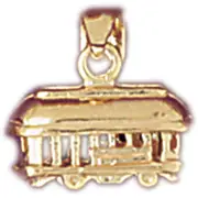 14K Gold 3D Tram Trolley Charm