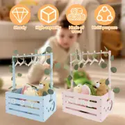 Wood Baby Shower Crate Closet Portable Baby Shower Basket with Handle bewTI