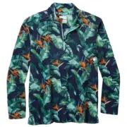 Tommy Bahama Men's Medium Cloud Peak Fronds Half Zip Fleece Pullover Bering Blue