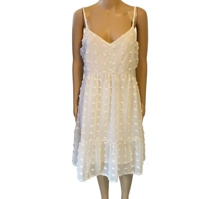 NWT Grace Karin Ivory Slip Dress Midi Size M Sheer Chiffon Fairy Feminine Angel
