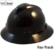 MSA V-Gard Full Brim Hard Hats with Fas-Trac Suspensions - Black