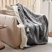 GOTCOZY Heated Blanket Electric Throw - 130x160cm Electric Blanket with 6 Heating Levels & 10 Hours Auto-Off Overheat Protection Soft Silky Plush Heating Blanket Machine Washable(Grey)