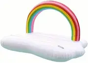 Rainbow Inflatable Float Colorful Pool Lounge Bed with Vibrant Stripes Relaxing by The Beach Relaxation Vibrant Design LWX