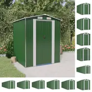 Garden Shed Green Galvanised Steel Outdoor Tool Storage Shed House vidaXL