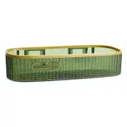 Wall Mounted Storage Rack Punch Free Shower Caddy Shelf Bathroom No Drilling Storage Rack for Household Long Strip ‑ Dark Green