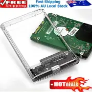 2.5" SATA USB 3.0 Clear Hard Drive Disk SSD Enclosure External Laptop Case AT